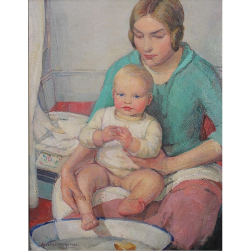 69 - DOROTHY JOHNSTONE A.R.S.A (SCOTTISH 1892-1980), MOTHER & CHILD, oil on canvas, signed and dated 1926... 