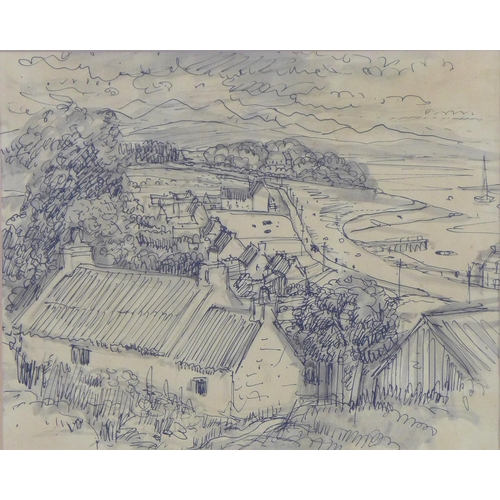 73 - DAVID MACBETH SUTHERLAND R.S.A. (SCOTTISH 1883-1974), POOLEWE, ink and wash, unsigned, framed under ... 