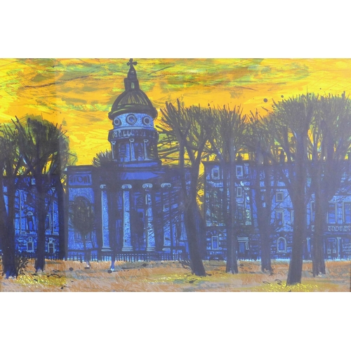 83 - MID CENTURY SCHOOL, screenprint of Charlotte Square, Edinburgh, framed under glass, 75 x 50cm