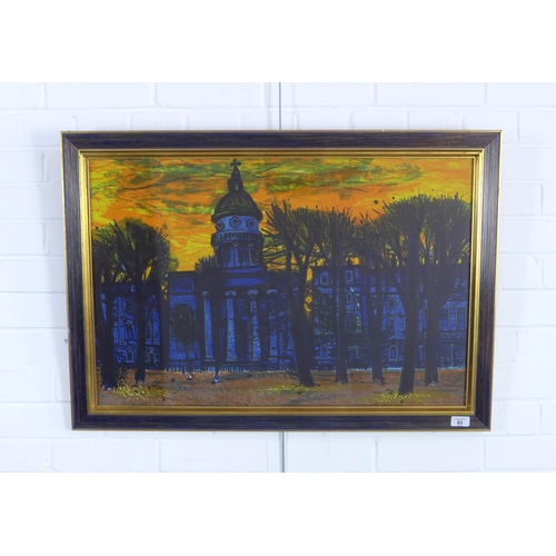 83 - MID CENTURY SCHOOL, screenprint of Charlotte Square, Edinburgh, framed under glass, 75 x 50cm