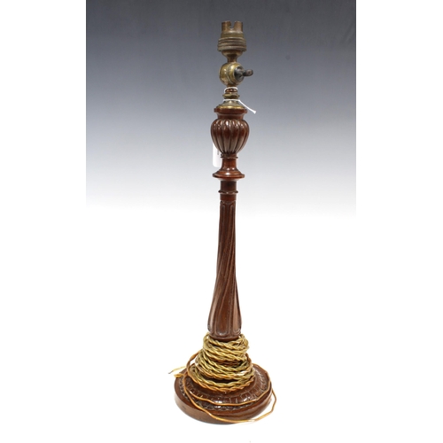 326 - Mahogany fluted column table lamp, 47cm