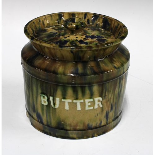 343 - 19th century Fife potteries spatter ware butter storage jar and cover, 16cm