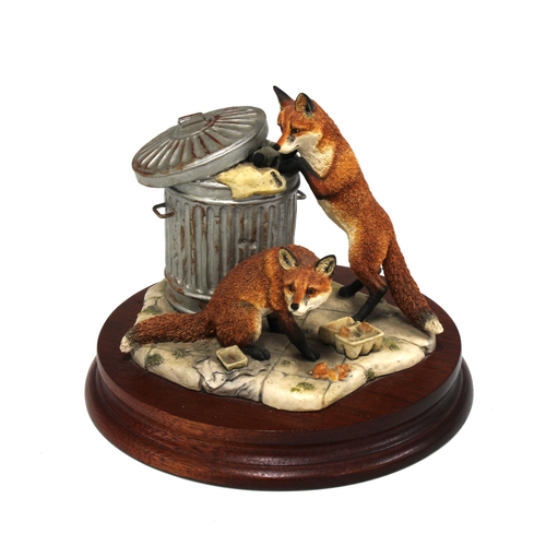 347 - Border Fine Arts figure of foxes at a bin, 836/1250, D Walton, 13cm, boxed