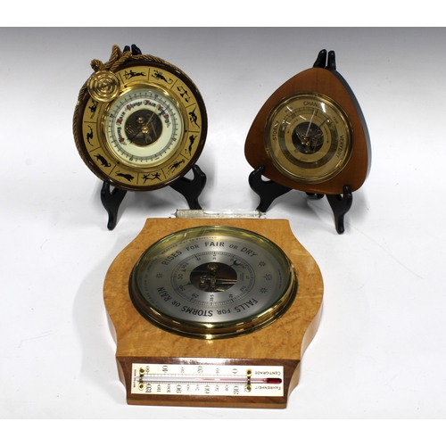 349 - Burrwood wall barometer and two small vintage wall barometers, , largest 28 x 23cm (3)