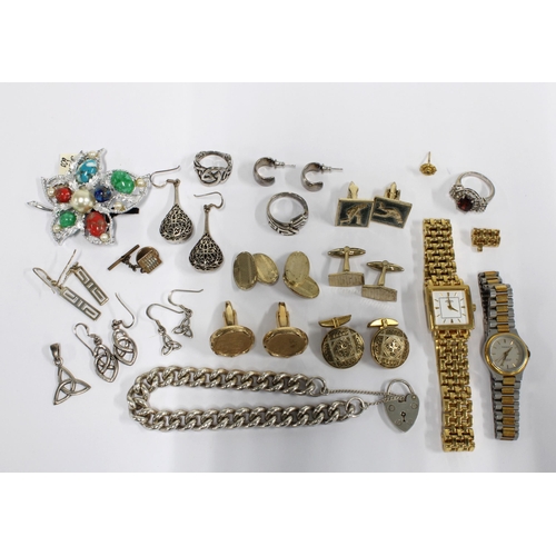 35 - A ladies Tissot wristwatch and a ladies Rotary wristwatch and a collection of costume jewellery