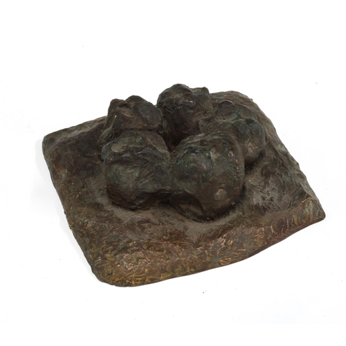 383 - Bronze model of dung, 7 x 19cm