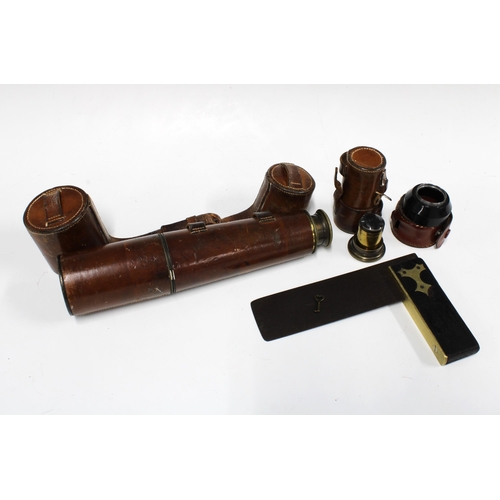 385 - Negretti leather covered  brass telescope, 84cm extended, together with an additional eye piece in c... 