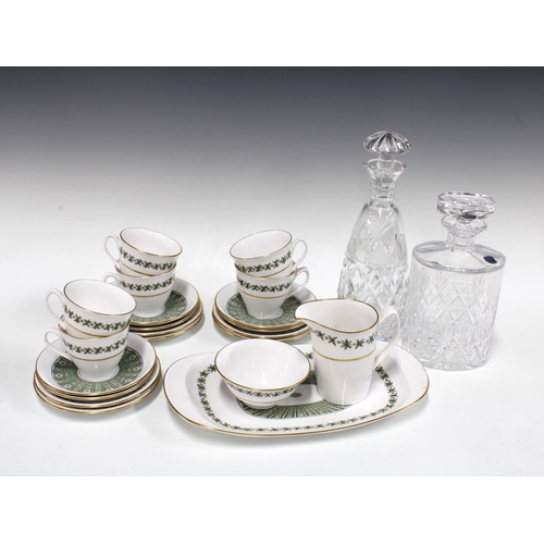 386 - Spode Provence tea set, together with two glass decanters (23)