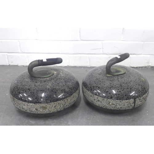 403 - Pair of granite curling stones, 28cm. (2)