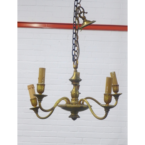 406 - Vintage five branch brass chandelier, 45 x 58cm.