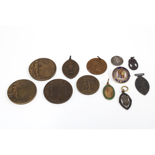 412 - Collection of bronze and other metal medallions, etc