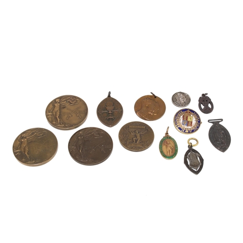 412 - Collection of bronze and other metal medallions, etc