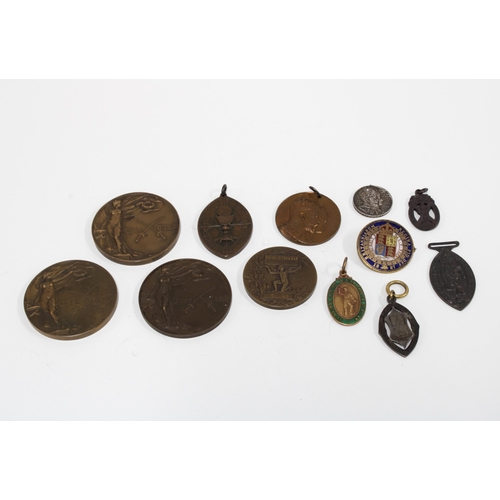 412 - Collection of bronze and other metal medallions, etc