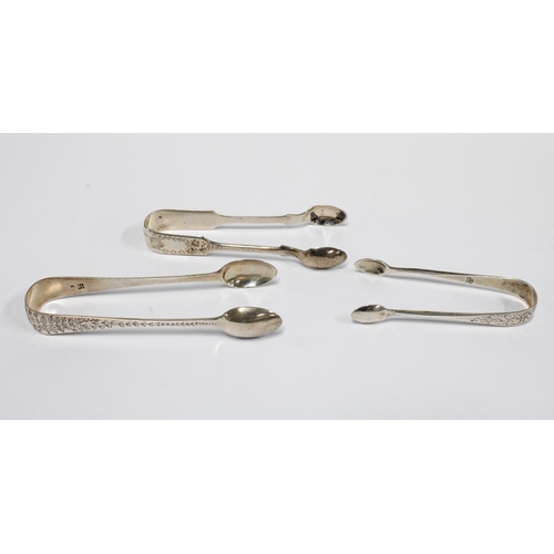 42 - Three Victorian silver sugar tongs, hallmarks include London 1859 and 1890 and Sheffield 1881 (3)