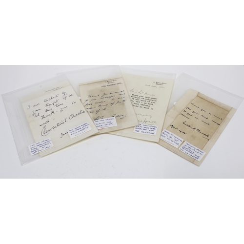 439 - Autographed letters to include Winston Churchill, Clementine Churchill, Anthony Eden and Edward Heat... 