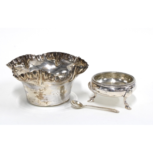 57 - Victorian silver sugar bowl, London 1888 and an Epns salt and salt spoon (3)