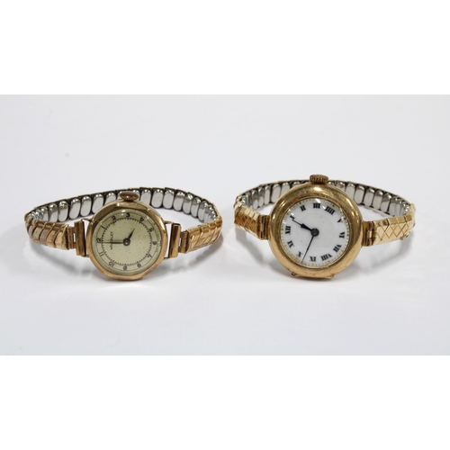 61 - Two ladies vintage 9ct gold cased wristwatches (2)