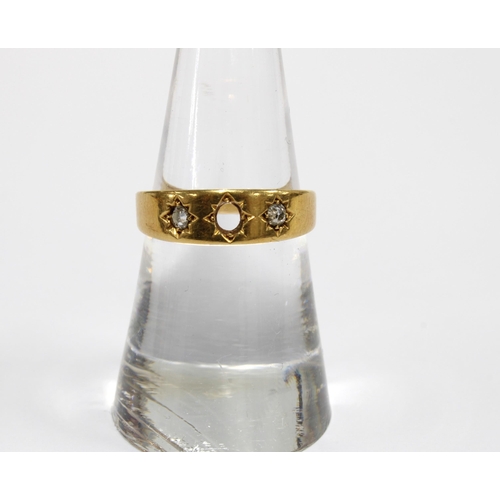 64 - Victorian 18ct gold diamond set ring, central stone lacking, Chester 1895, size L1/2 (a/f)