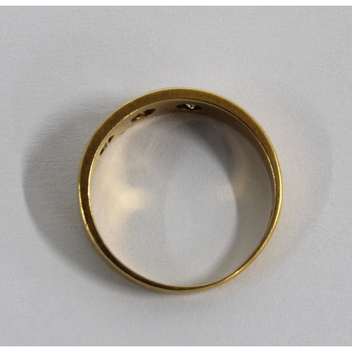 64 - Victorian 18ct gold diamond set ring, central stone lacking, Chester 1895, size L1/2 (a/f)