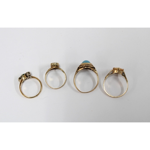 73 - Four 9ct gold gemset rings (4)