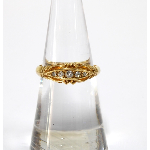 88 - An Edwardian 18ct gold diamond set Gypsy ring, Birmingham 1908, size L1/2