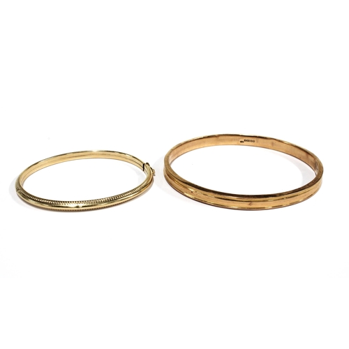 1 - Two 9ct gold bangles, (2)