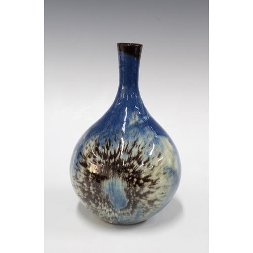 110 - Studio pottery vase, in a blue and brown mottled glaze, 21cm