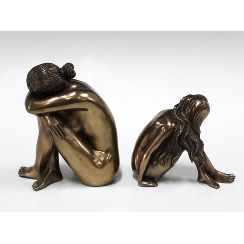 127 - Two bronze patinated resin female nude figures, taller 14cm (2)