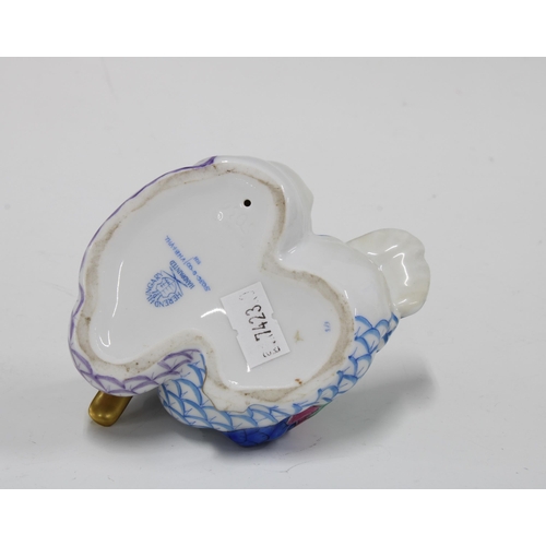 139 - Herend handpainted fishnet porcelain double ducks figure group, printed factory marks and model numb... 