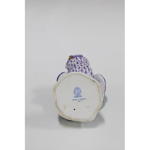 148 - Herend handpainted fishnet porcelain owl, printed factory marks and model number 5106,   11cm