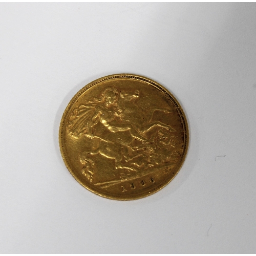 15 - Edward VII, gold half sovereign coin, 1906