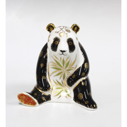 150 - Royal Crown Derby Imari paperweight of a Giant Panda, 10cm