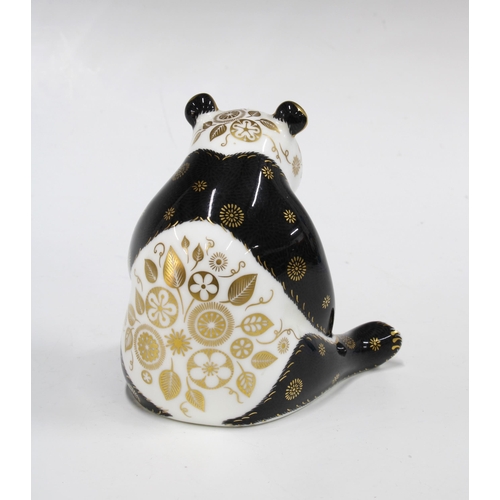 150 - Royal Crown Derby Imari paperweight of a Giant Panda, 10cm