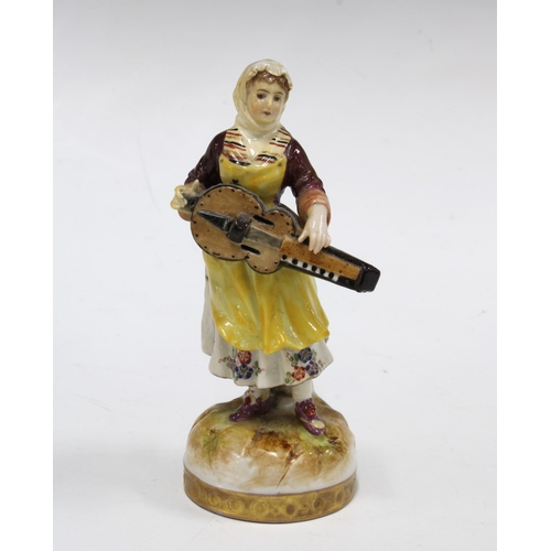 154 - Ludwigsburg figure of a woman playing a guitar, 13cm