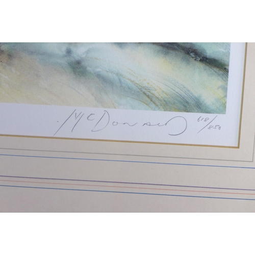 159 - MCDONALD, NORTHERN LIGHT, Ltd Ed print 618/850, signed in pencil and framed under glass, 60 x 28cm