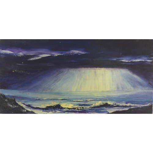 160 - UNTITLED SEASCAPE, oil on canvas, apparently unsigned, 92 x 46cm