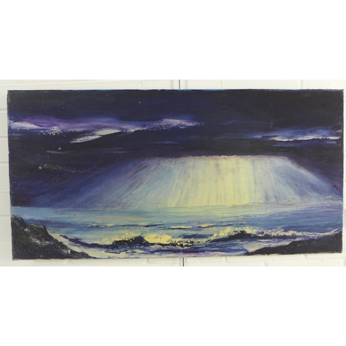 160 - UNTITLED SEASCAPE, oil on canvas, apparently unsigned, 92 x 46cm