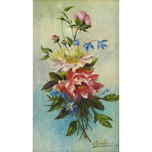 162 - FRENCH SCHOOL, Floral still life on canvas, signed and framed, 31 x 53cm