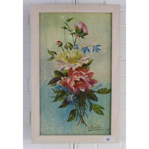 162 - FRENCH SCHOOL, Floral still life on canvas, signed and framed, 31 x 53cm