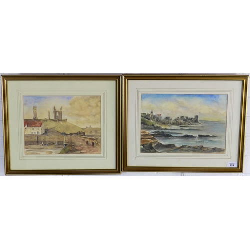 174 - TG ADAMS (SCOTTISH) two watercolours of St Andrews, signed and framed under glass, 32 x 23cm (2)