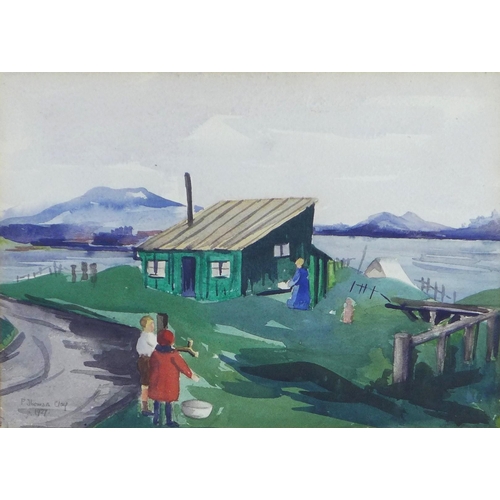 179 - PATRICIA THOMSON CLAY (Scottish 1925-1946), CAMPING NEAR GULLANE, watercolour, signed and dated 1927... 