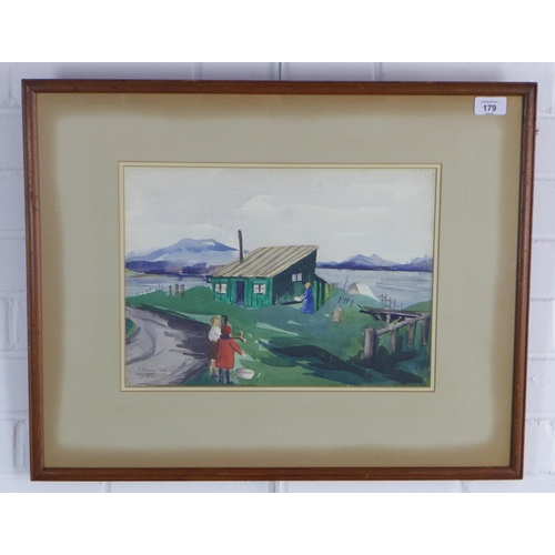 179 - PATRICIA THOMSON CLAY (Scottish 1925-1946), CAMPING NEAR GULLANE, watercolour, signed and dated 1927... 