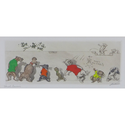 181 - Boris O. Klein (Russian/French, 1893-1985), The Dirty dogs of Paris, framed print, 60 x 33cm includi... 