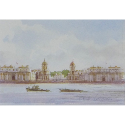 182 - GRENVILLE COTTINGHAM (British 1943-2007), ROYAL NAVAL COLLEGE, GREENWICH, signed watercolour, framed... 