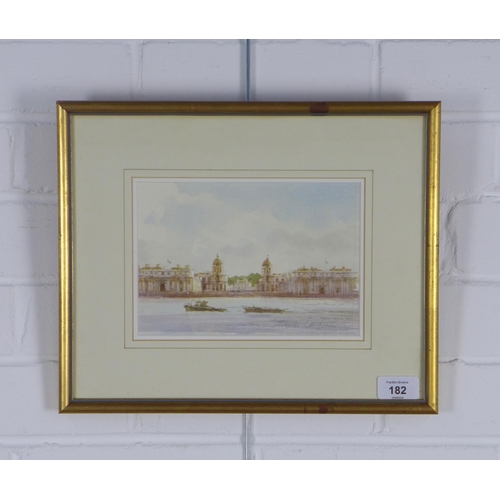 182 - GRENVILLE COTTINGHAM (British 1943-2007), ROYAL NAVAL COLLEGE, GREENWICH, signed watercolour, framed... 