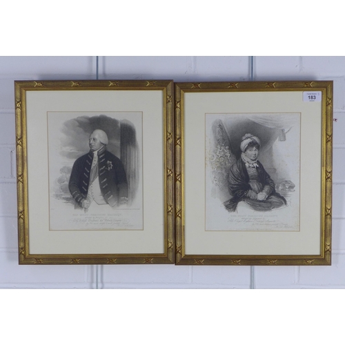 183 - Pair of gilt framed prints to include Prince Regent and Princess Augusta, 33 x 40cm (2)