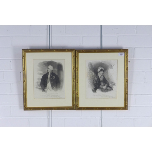 183 - Pair of gilt framed prints to include Prince Regent and Princess Augusta, 33 x 40cm (2)