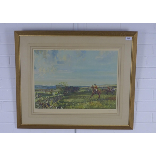 194 - MICHAEL LYME, a Frost & Reed hunting print. signed and with blind stamp. framed under glass, 53 x 42... 