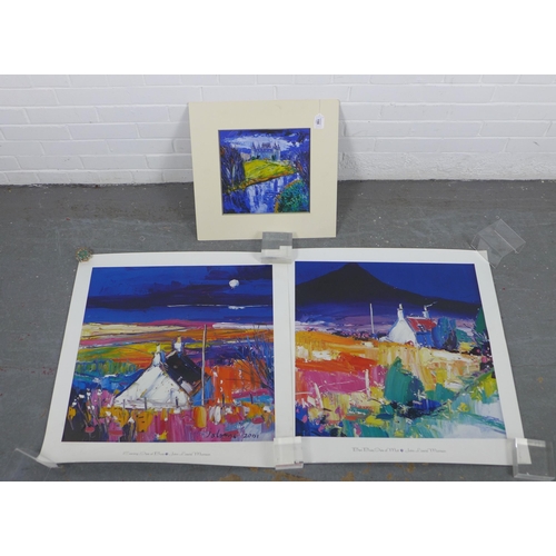 198 - Three unframed Jolomo prints, one in a card mount, size including mount 48 x 46cm (3)