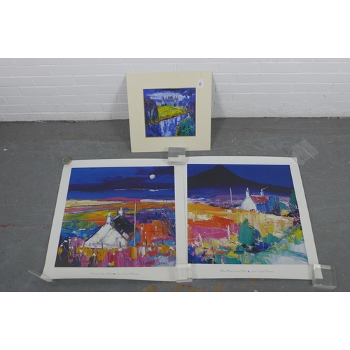 198 - Three unframed Jolomo prints, one in a card mount, size including mount 48 x 46cm (3)